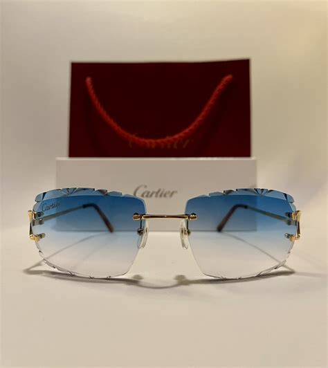 cartier type sunglasses with diamonds|cartier rimless glasses with diamonds.